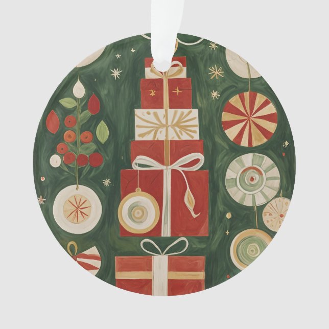 Abstract Yuletide Tapestry Ornament (Front)