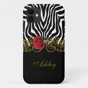 Abstract Zebra Flower Red Black White Gold         Case-Mate iPhone Case