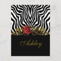 Abstract Zebra Flower Red Black White Gold