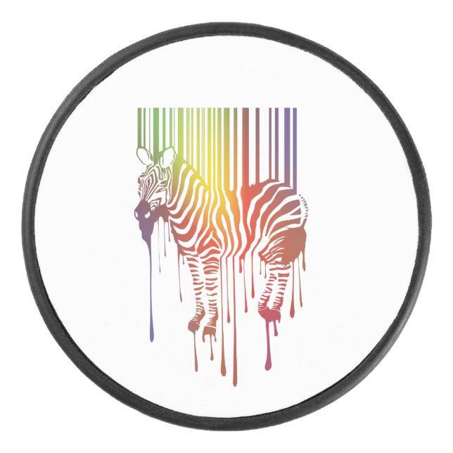 Abstract Zebra  Hockey Puck (Front)