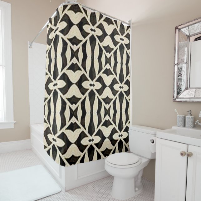 Abstract Zebra Shower Curtain (In Situ)