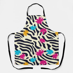 Abstract Zebra Stripes with Leaf Paint Splash Apron