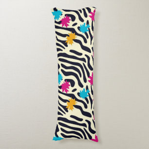 Abstract Zebra Stripes with Leaf Paint Splash Body Cushion