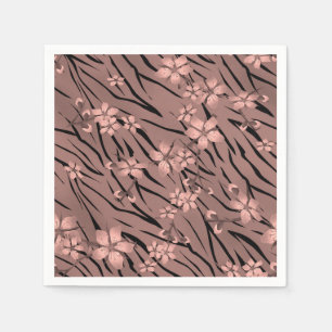 Abstract zebra tiger skin leather blooming flowers napkin