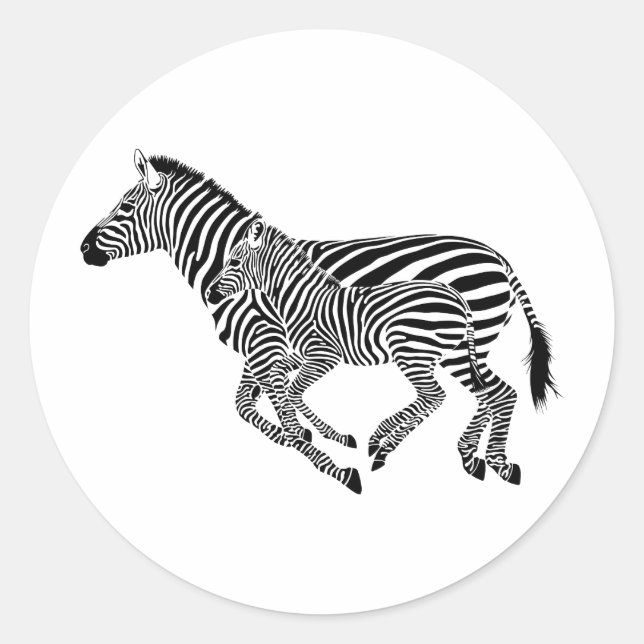 Abstract Zebras Mother and Child Classic Round Sticker (Front)
