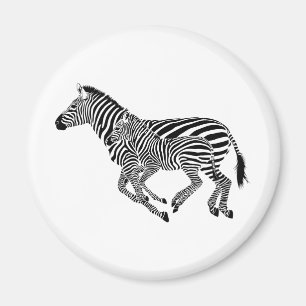 Abstract Zebras Mother and Child Magnet