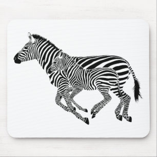 Abstract Zebras Mother and Child Mouse Mat