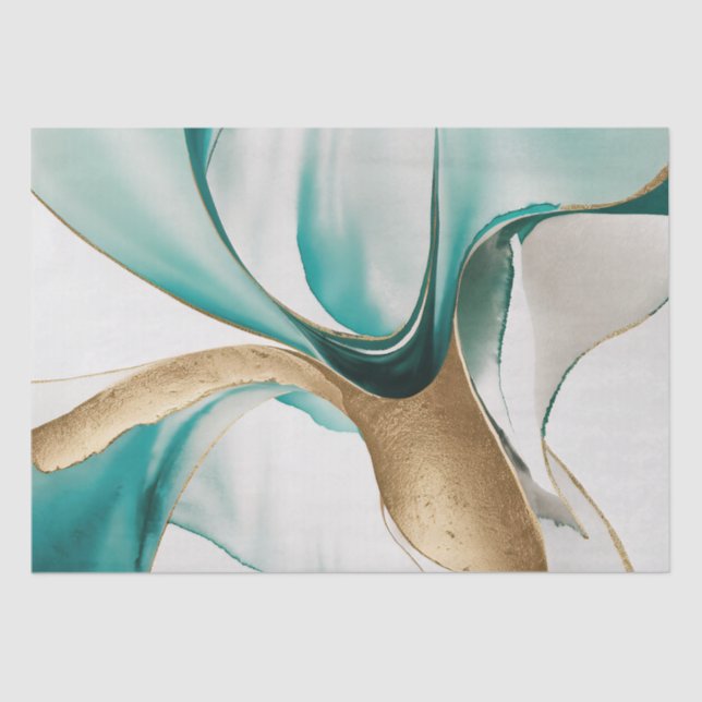 Abstract Zen Background Gold Zeal Green Decoupage Tissue Paper (Front)