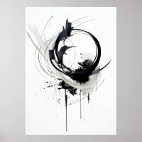 Abstract Zen Circle Black And White