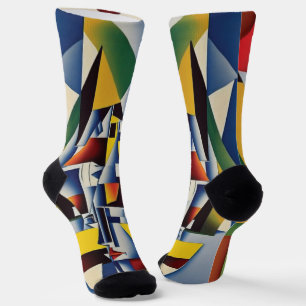 Abstract Zen Cubist Socks