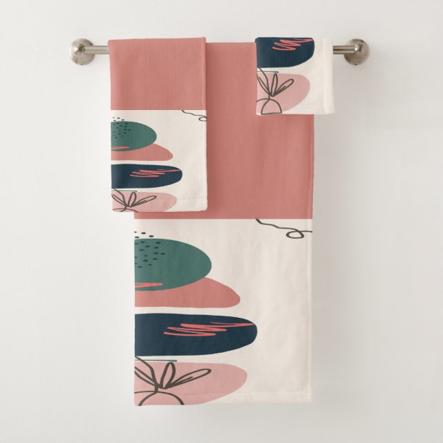 Abstract Zen in red theme No2 Bath Towel Set (Insitu)