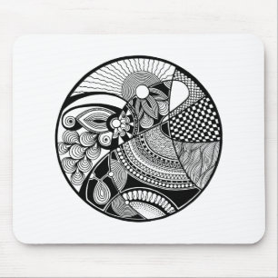 Abstract Zendala On Circle Mouse Mat