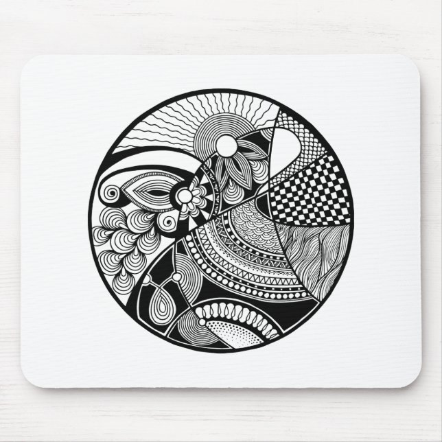 Abstract Zendala On Circle Mouse Mat (Front)