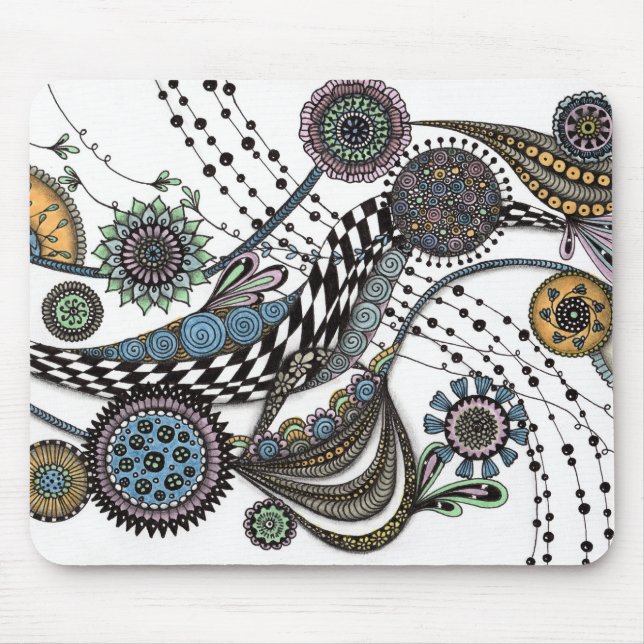 Abstract Zentangle Floral Art Desk Mat Mouse Mat (Front)
