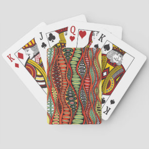 Abstract Zentangle Retro Wavy Eye Pods Playing Car Cards