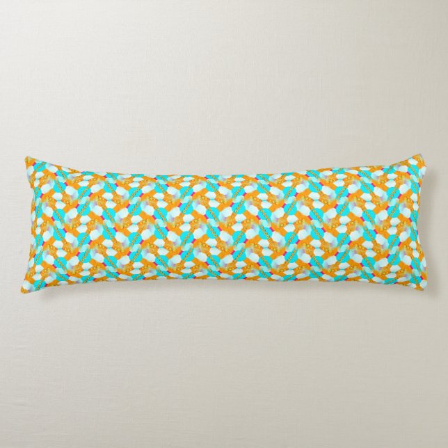 Abstract Zig Zag Aqua Orange Body Pillow (Front)