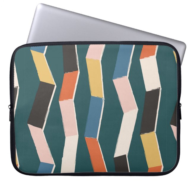 Abstract zig zag seamless pattern,hand painted irr laptop sleeve (Front)