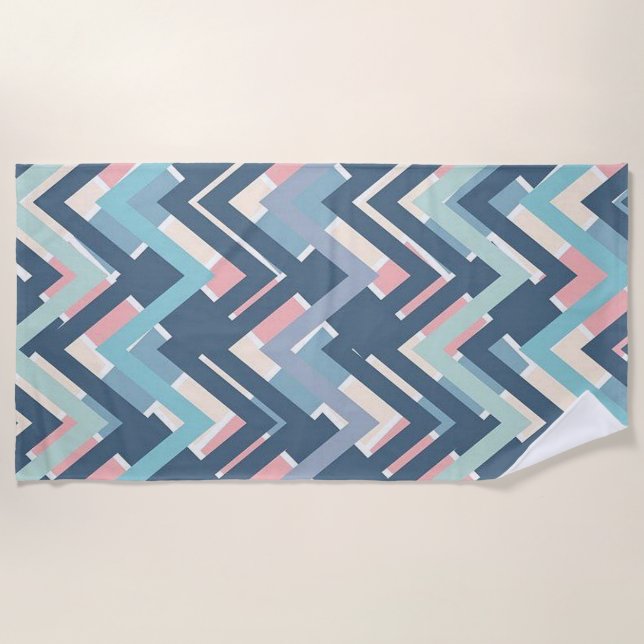 Abstract Zigzag Beach Towel (Front)