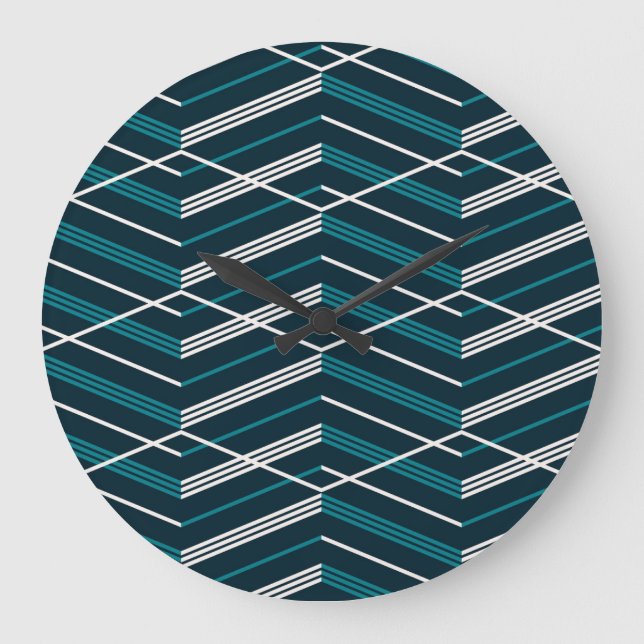 Abstract zigzag: elegant vintage geometric. large clock (Front)
