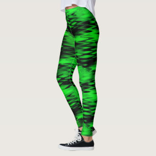 Abstract zigzag forming of stained black to green leggings