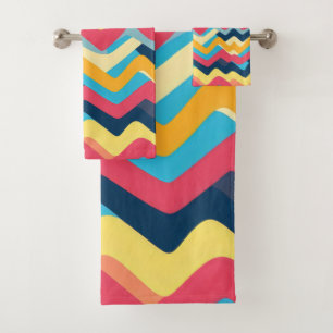 Abstract Zigzag Wavy colours Bath Towel Set