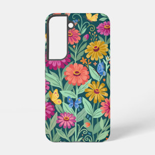 Abstract Zinnias Butterflies Samsung Cases