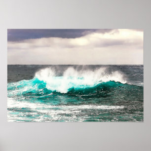 Abstracted Big Ocean Wave Rolls In to Shore Poster