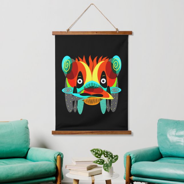 Abstracted face hanging tapestry (Living Room)