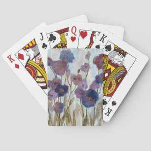 Abstracted Florals In Purple Playing Cards