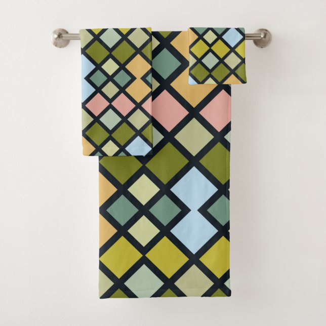 Abstracted Squares In Colour Bath Towel Set (Insitu)
