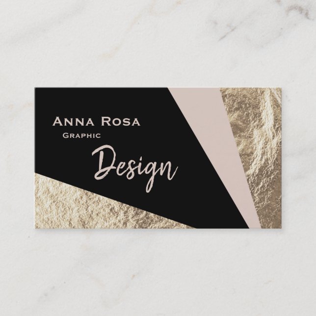 *~* AbstractGold Foil Blush Pink Geometric Business Card (Front)