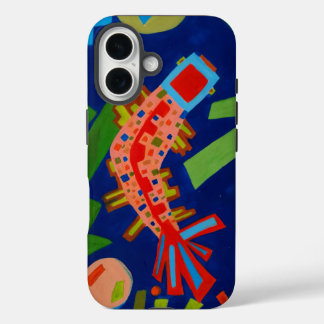 abstraction, fish, carp, cubism, iPhone 16 case