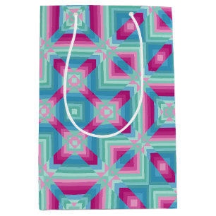 Abstraction geometric shapes blue pink turquoise e medium gift bag