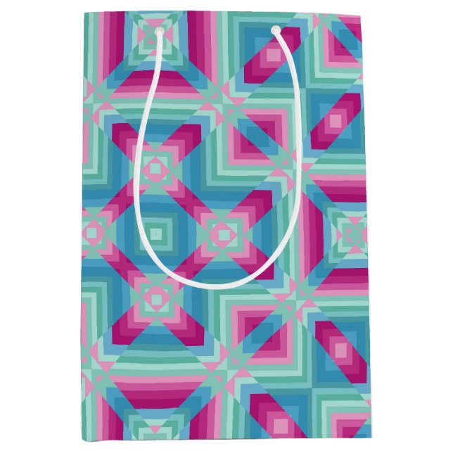 Abstraction geometric shapes blue pink turquoise e medium gift bag (Front)