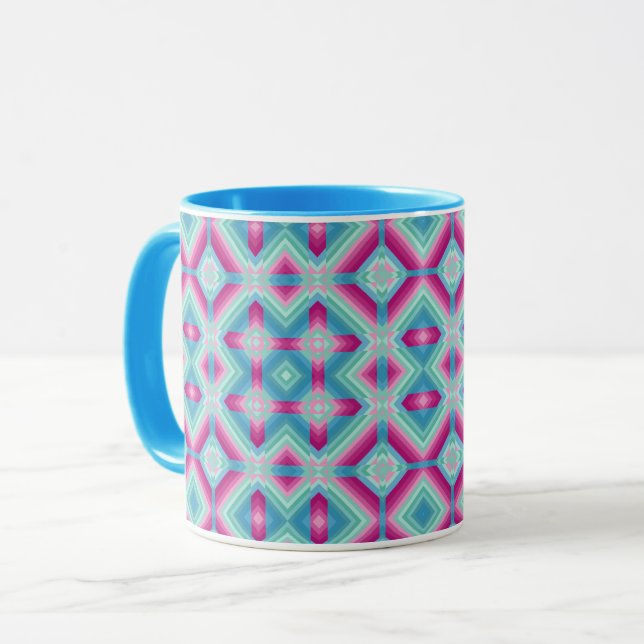 Abstraction geometric shapes blue pink turquoise e mug (Front Left)