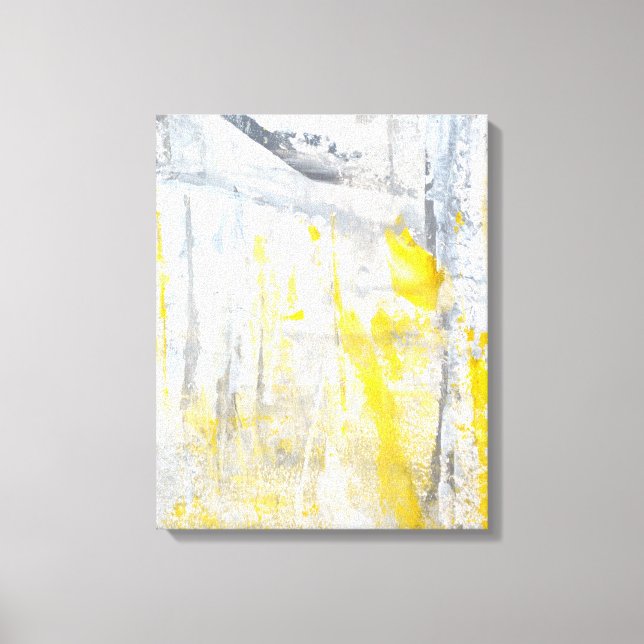 'Abstraction' Grey and Yellow Art Canvas Print (Front)