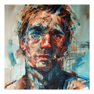 Abstraction, portrait, oil painting, girl painting photo print