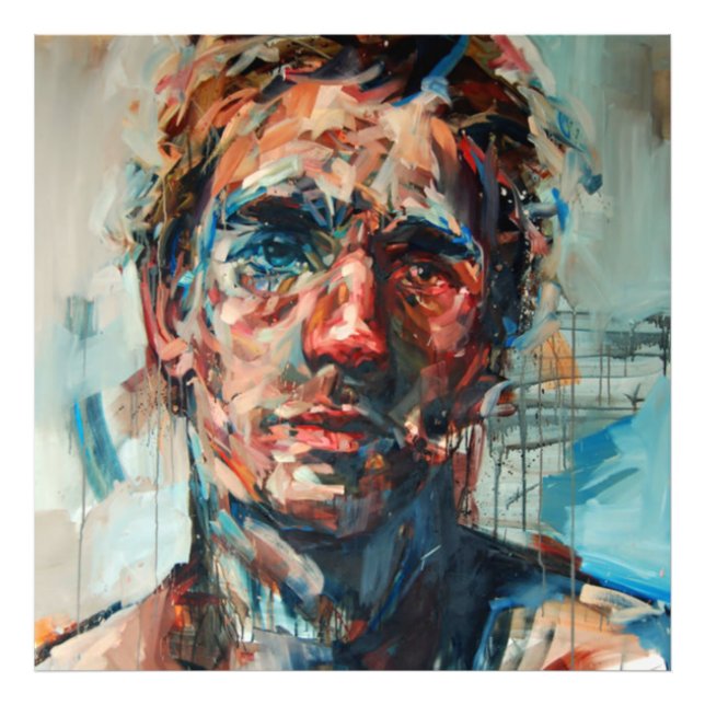 Abstraction, portrait, oil painting, girl painting photo print (Front)