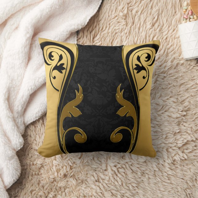 Abstracts featuring Gold accents on Black & White  Cushion (Blanket)