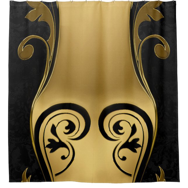 Abstracts featuring Gold accents on Black & White  Shower Curtain (Front)
