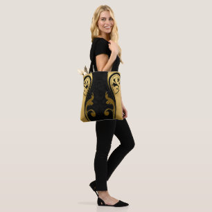 Abstracts featuring Gold accents on Black & White Tote Bag