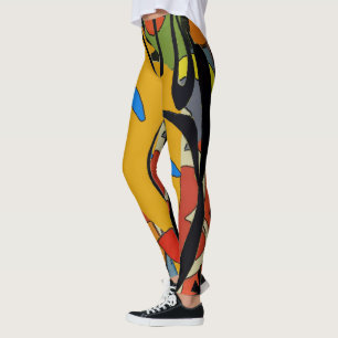 Abstracts Shapes Stain Glass style, Leggings