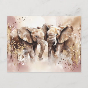 Abstrakte Aquarell Illustration eines Elefanten Postcard