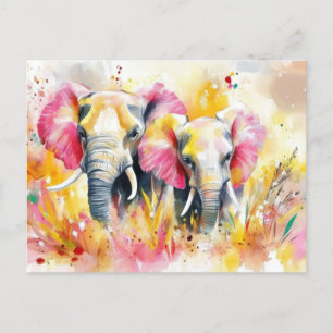 Abstrakte Aquarell Illustration eines Elefanten Postcard