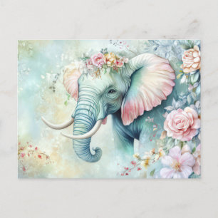 Abstrakte Aquarell Illustration eines Elefanten Postcard