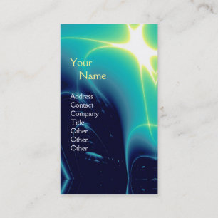 ABSTRAT TEAL,AQUA BLUE LIGHT WAVES MONOGRAM BUSINESS CARD