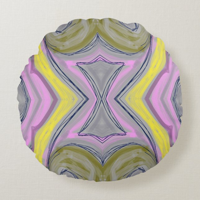 Abstrato Amarelo Round Cushion (Front)