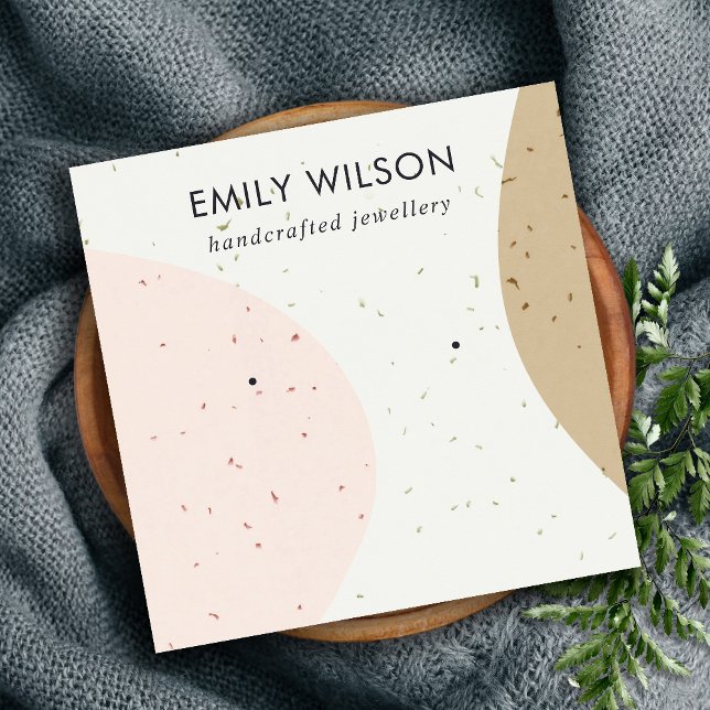 ABSTRCT CERAMIC BLUSH OCHRE STUD EARRING DISPLAY SQUARE BUSINESS CARD (Creator Uploaded)