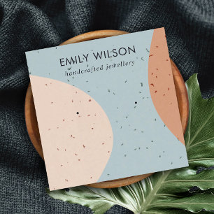 ABSTRCT CERAMIC BLUSH RUST GREY EARRING DISPLAY SQUARE BUSINESS CARD