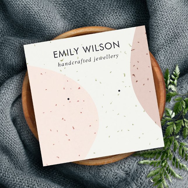 ABSTRCT CERAMIC BLUSH WAVE STUD EARRING DISPLAY SQUARE BUSINESS CARD (Creator Uploaded)